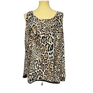 NWT CHICO'S Solid to Animal Sleeveless Black Leopard Reversible Blouse Sz 3 XL